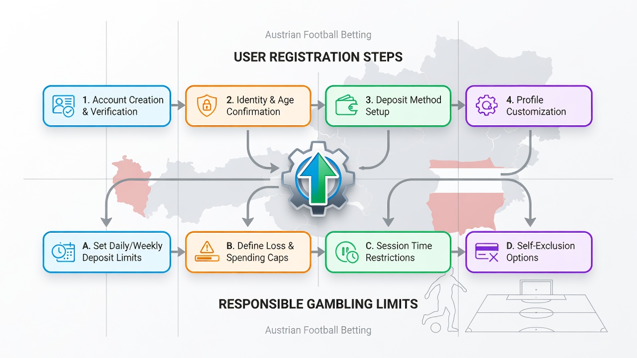 Mobile screen displaying casino app limit configuration during Austrian user onboarding process